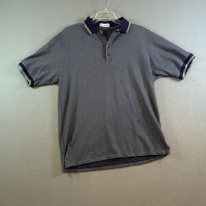 VTG Munsingwear Penguin Polo Shirt Mens L Blue Diamond Micro Pattern 90s Grandad